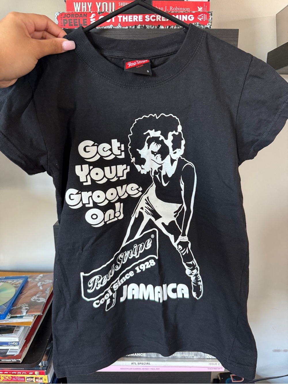 Get Your Groove On! Red Stripe Graphic Tee